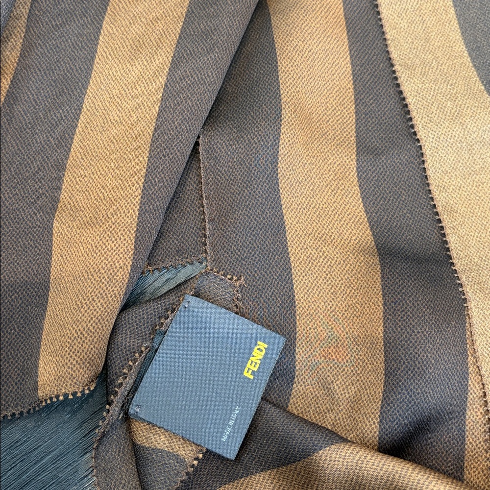 Fendi Brown and Tan Striped Scarf - Picture 3 of 6